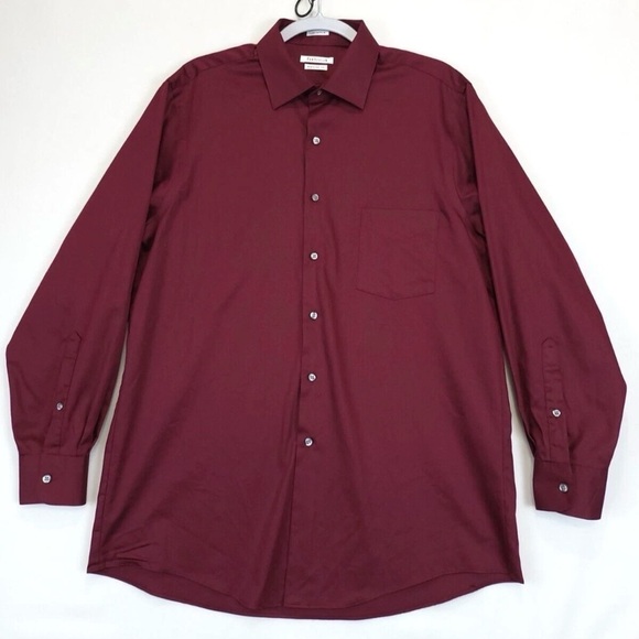 Van Heusen Other - Van Heusen Tall Dress Shirt Maroon 18 35/36 Button Front Dress Shirt